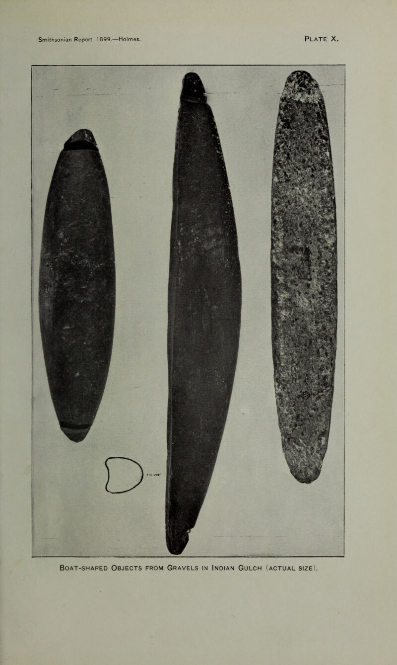 Boat-shaped Objects from Gravels in Indian Gulch (actual size).