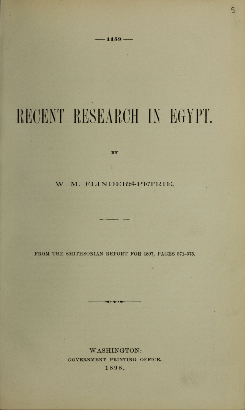 RECEIPT RESEARCH II EGYPT, W M. FLIlSrDERS-PETRIE. FROM THE SMITHSONIAN REPORT FOR 1897, PAGES 571-575. WASHINGTOI^: GOVERNMENT PRINTING OFFICE. 1898.