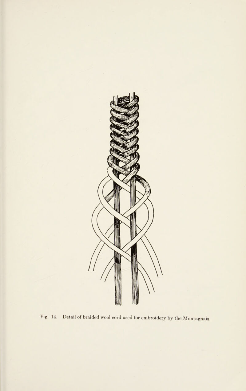 Fig. 14. Detail of braided wool cord used for embroidery by the Montagnais.