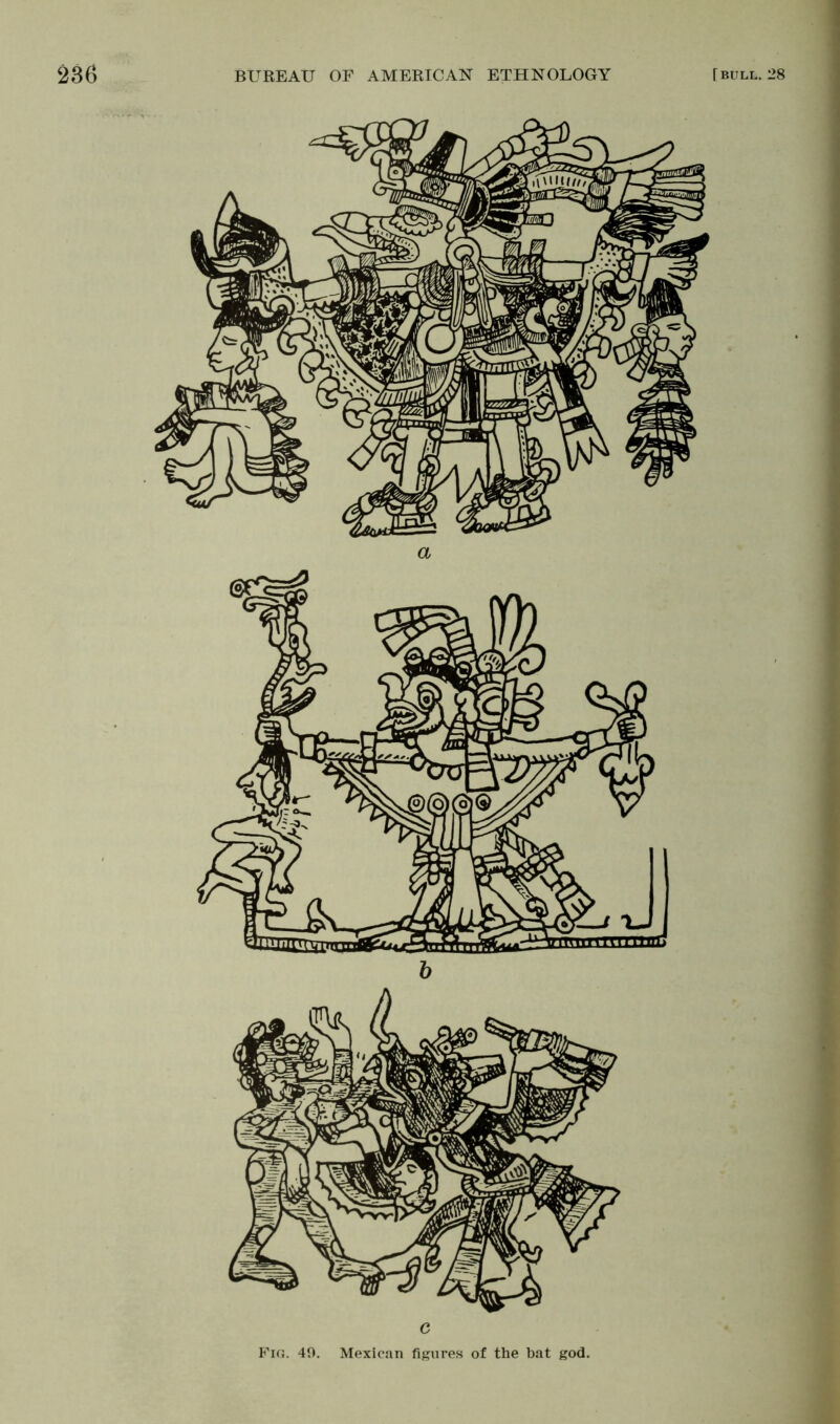 C Fig. 40. Mexican figures of the bat god.