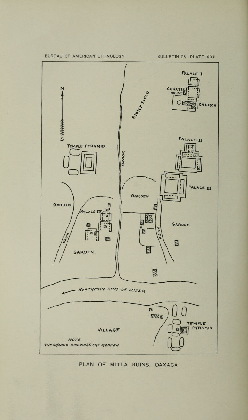 PLAN OF MITLA RUINS. OAXACA