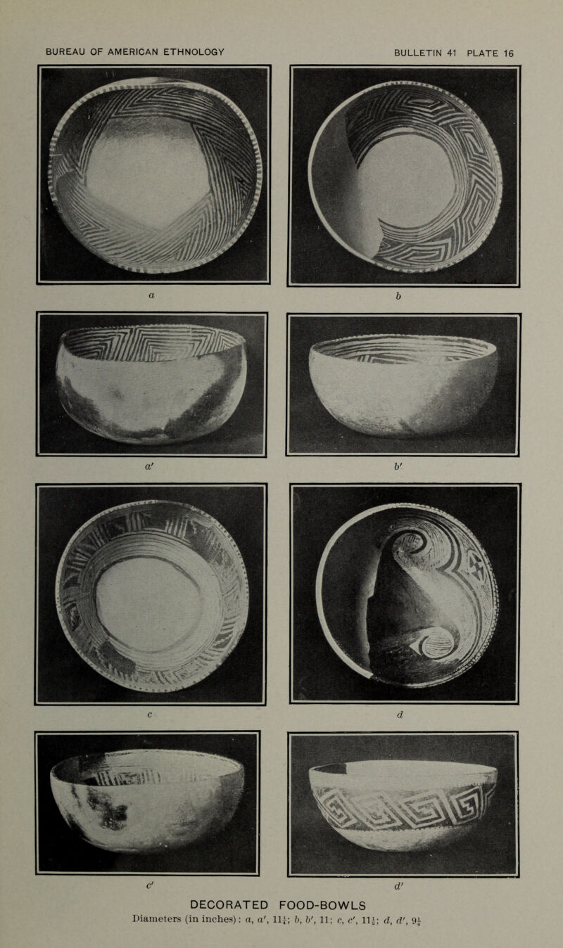 a b b' c d c' d’ DECORATED FOOD-BOWLS Diameters (in inches): a, a', 11£; b, b', 11; c, e', 1H; d, d', 9|