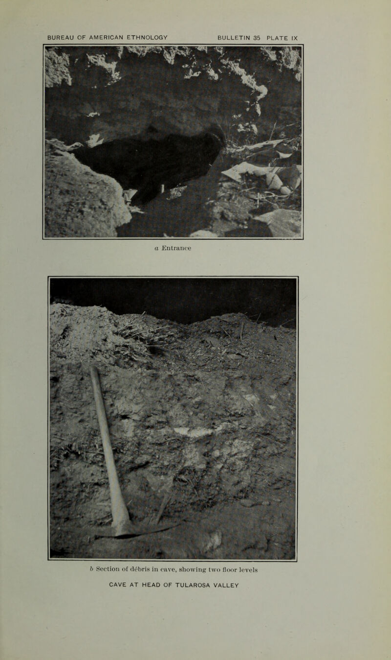 a Entrance b Section of debris in cave, showing two floor levels CAVE AT HEAD OF TULAROSA VALLEY