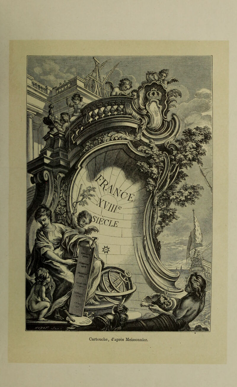 Cartouche, d’après Meissonnier.