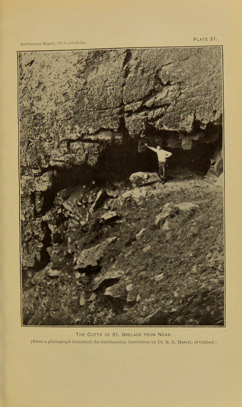 The Cotte de St. Brelade from Near. (From a photograph fiiniishccl the Smithsonian Institution by ])r. R. K. Marett, of Oxford.)