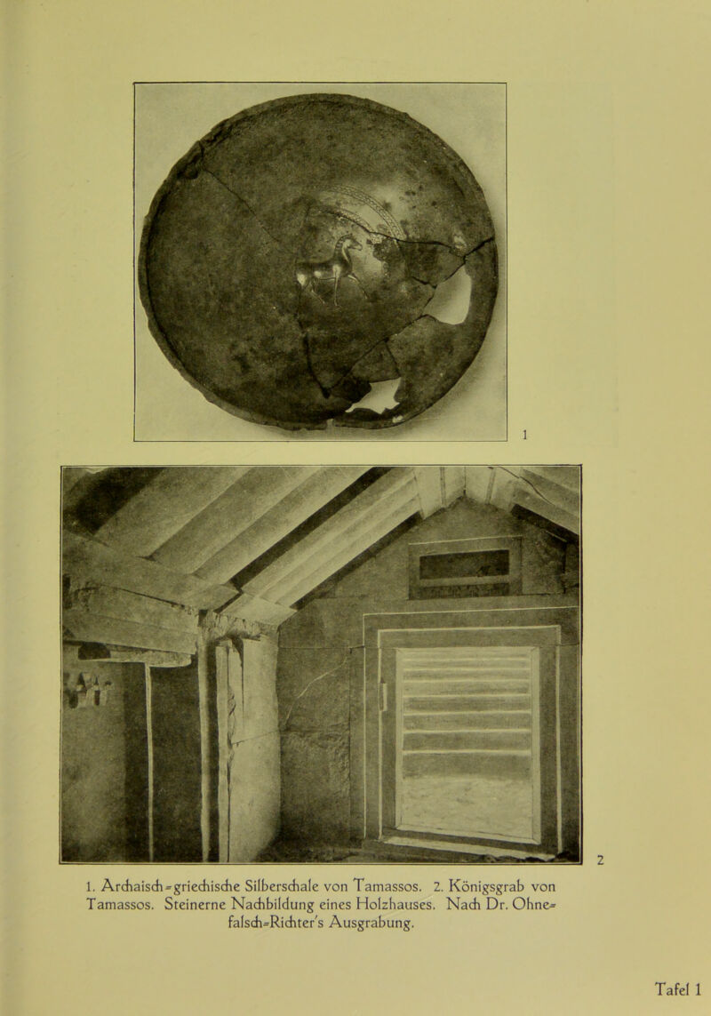 Tamassos. Steinerne Nachbildung eines Holzhauses. Nach Dr. Ohne- falsch^-Richtec's Ausgrabung.