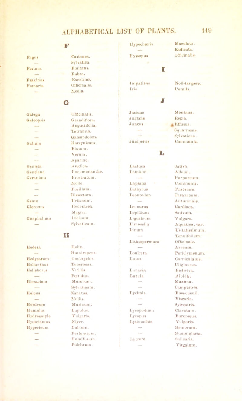 F llypocharis filaculaui- R'ldicutH. F.igna Cnitnnea. HyibOpus Offlcinaha. — Sylvaticu. Fvitucu Fluitaiis. I — Rubrn. FraxinuB Fxcelsior. Fumnnn Orncinalia. Inipaiieni Noli'Ungeri'. Media. Iri« Puinila. G j tittlega omcinalit. Jaaione Montana. GHteop»sB GramhHoru. Juglana Kegin. Aiigusiifuliu. Juncua ^ KfTubUi* TelratiiUi. — Squnrrtisua Galeopdolon. — SylviUiuiia. Guliuin iliiri-ynivum. JuniperuB CurumuitiB. — Klucuiii. — Verutn. L — A parititi. CieiUBltt A uglicn. Lactuc.a Sativn. Gcntiarm Fneiimunantbe. Lnnuum A Ihuin. Gcruiiiuiii l'ro<»trutum. — I’urpuruum. — MoHe. Lnpsnna ‘ Cuminiinis. — Pusilluin. Latbyrus Prutensia. — Disscctiim. Leuntodon Taraxacum. Geum Vrl)i«iium. — Auiumnale. Glecunm ilvdirncen. Leonurus Cardiaca. — Miigita. Lepidium Bniivum. Gnaphuliuin ]>toiciim. Liguatrum V iilgare. — Hyivntiuum. Liinoaella Aqunuua, vur. liinutn Uaitatissimuiii H — IVnuirolium. I/itbu(tpermum Offlcinnie. lI«i1«rA Helix. — Arvense. — Hiiinirepeus. Lonicera l*ericlyn»fnum Ile<ly0ariini Oiiobrychiii. liUtus CuriiicuiatuB. llelmntnuB Ttiberutfua. — l/liginoaus. lIcUeboruB VTiiliji. Lunuria Redivivu. — Fuitidiis. Luiuin Albida. Ilieracium Murorutn. — Maxima. _ Sylviuicunj. — Campeatna. Holcus Znniitus. Lyclmia Floii-cucuH. — MulllB. — Viscarin. Hordrum Murimirn. — SylveaCris. Ilumidu* Lupulud. Lycoputlium Ciavntum. Hydrnc«Jtyle VulKar**- Lyeupus Kurupffiuf. iiyuBCinmui Niger. Lybiinuchia Vulgaris. Hypericum Diihium. — Ncmurum. — l’erforntuM>. — Nummularia. — HiiiiiifuBum. I.) irum fiiilicnriu. — I’ulehrum. V irgntum.
