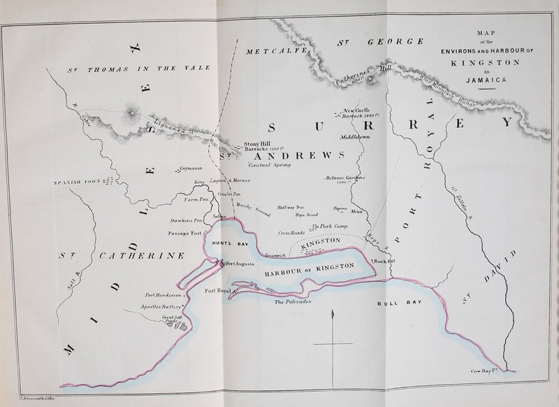 JTewjCas'Qje. ■*Barhccclc 3800 ft mn Stony Hill Barracks 13 00 ft Can start] & finny Botanic Gan !3oo ft l'erfy L a.qoon -^c. Mot a s s Crawle\ Fen. farm Pen Half-way Tree Mona. Hope Raced Da.wkut.s Ten. Up Park Camp Cross Roads v e.n n'tft. Rock Fart ) Fort Augusta. K1^gS baub Port Henderson, o The Pairs a cits Apostle’s BcCttery GreafScdt '-Ponds ~ /. Irn lysnalh LtJluj