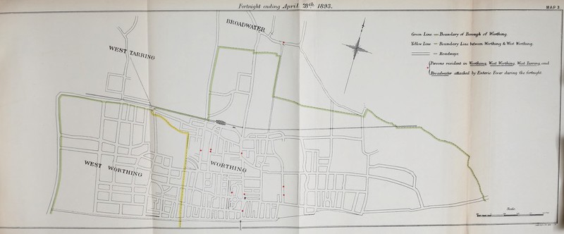 Green Line = Bounelary at Borough of Worthing. Yellow line* = Boundary Line between Worthing & West Worthing. Z = Roadways. Carsons resident in Worthing, West Worthing, West Tarring, and