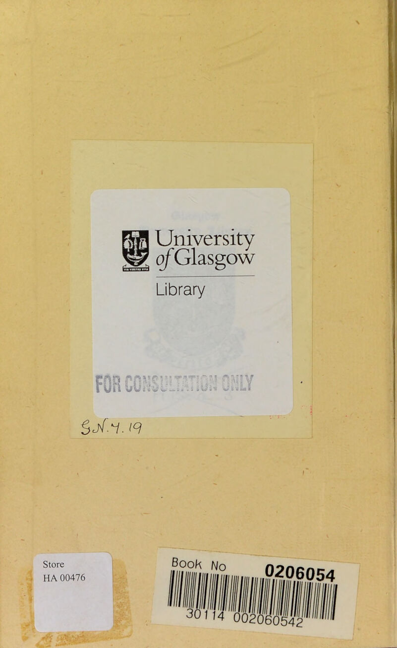 F5H University g o/Glasgow Library 8ooh No Store