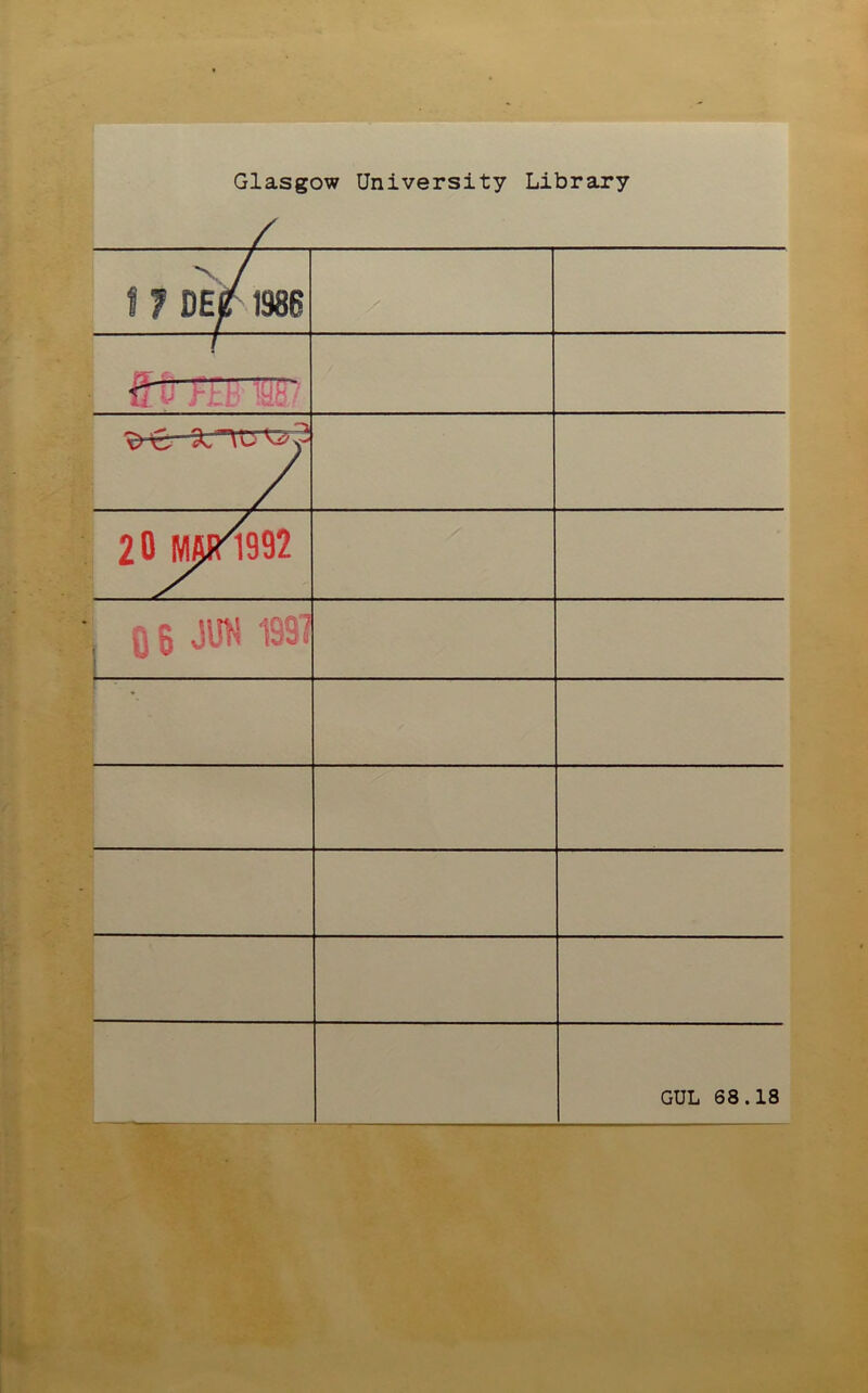 Glasgow University Library 17 DE if y 20 M , 06 M 1931 GDL 68.18