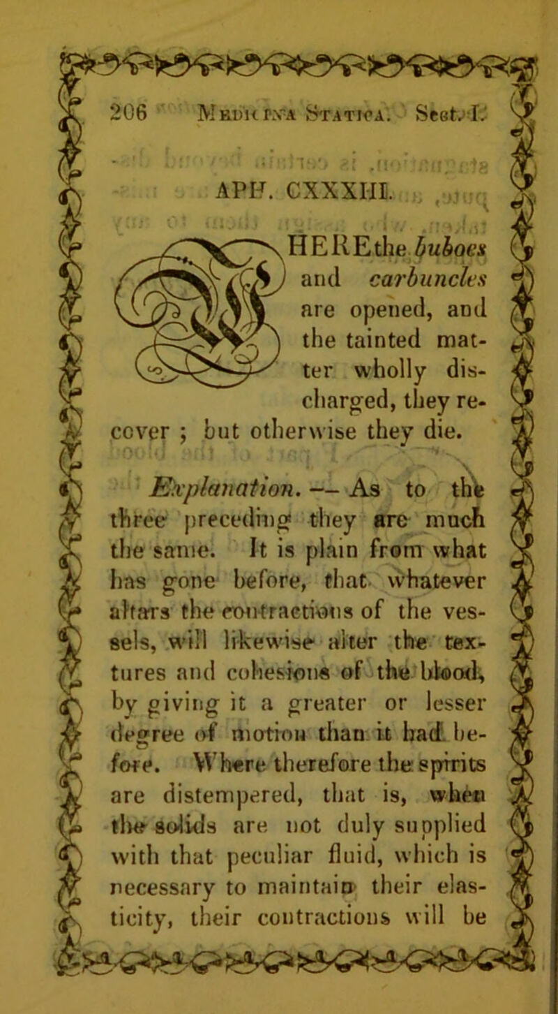 * * ■; ^1' * 21 f M*)T (I APF. CXXXIil. cover ; 078 0)lH{ HE HE the buboes and carbuncles are opened, and the tainted mat- ter wholly dis- charged, they re- but otherwise they die. Explanation. — As to the three preceding? they are much the same. It is plain from what has gone before, that whatever altars the contractions of the ves- sels, will likewise alter the tex- tures and cohesions of the blood, by giving it a greater or lesser decree of motion than it hacf. he- c? fore. W here therefore the sprints are distempered, that is, when tlnf solids are not duly supplied with that peculiar fluid, which is necessary to maintain1 their ehas- tieity, their contractions will be