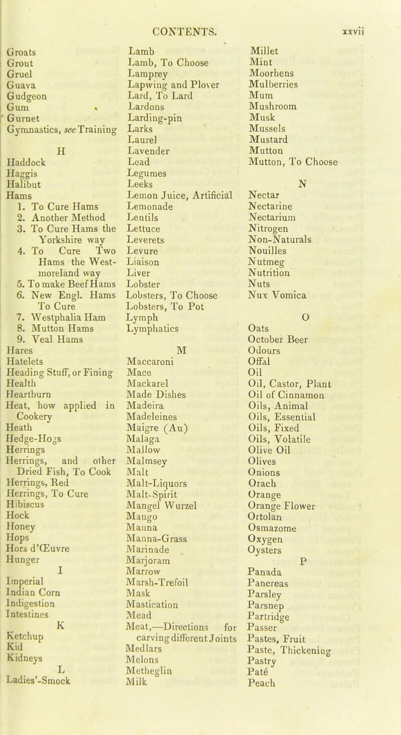 Groats Lamb Millet Gruel Lamprey Moorhens Guava Lapwing and Plover Lard, To Lard Mulberries Gudgeon Mum Guru. • Lardons Mushroom ' Gurnet Larding-pin Musk Gymnastics, see Training Larks Mussels H Lavender Mutton Haddock Lead Mutton, To Choose Haggis Legumes Halibut Leeks N Hams Lemon Juice, Artificial Nectar 1. To Cure Hams Lemonade Nectarine 2. Another Method Lentils Nectarium 3. To Cure Hams the Lettuce Nitrogen Yorkshire way Leverets Non-Naturals 4. To Cure Two Levure Nouilles Hams the West- Liaison Nutmeg moreland way Liver Nutrition 5. To make Beef Hams Lobster Nuts 6. New Engl. Hams Lobsters, To Choose Nux Vomica To Cure Lobsters, To Pot 7. Westphalia Ham Lymph 0 8. Mutton Hams Lymphatics Oats 9. Veal Hams October Beer Hares M Odours Hatelets Maccaroni Offal Pleading Stuff, or Fining Mace Oil Health Mackarel Oil, Castor, Plant Heartburn Made Dishes Oil of Cinnamon Heat, how applied in Madeira Oils, Animal Cookery Madeleines Oils, Essential Heath Maigre (Au) Oils, Fixed Hedge-Hogs Malaga Oils, Volatile Herrings Mallow Olive Oil Herrings, and other Malmsey Olives Dried Fish, To Cook Malt Onions Herrings, Red Malt-Liquors Orach Herrings, To Cure Malt-Spirit Orange Hibiscus Mangel Wurzel Orange Flower Hock Mango Ortolan Honey Manna Osmazome Hops Manna-Grass Oxygen Hors d’CEuvre Marinade Oysters Hunger Marjoram P I Marrow Panada Imperial Marsh-Trefoil Pancreas Indian Corn Mask Parsley Indigestion Mastication Parsnep Intestines Mead Partridge K Meat,—Directions for Passer Ketchup carvi ng different J oints Pastes, Fruit Kid Medlars Paste, Thickening Kidneys Melons Pastry L Metheglin Pat6 Ladies’-Smock Milk Peach