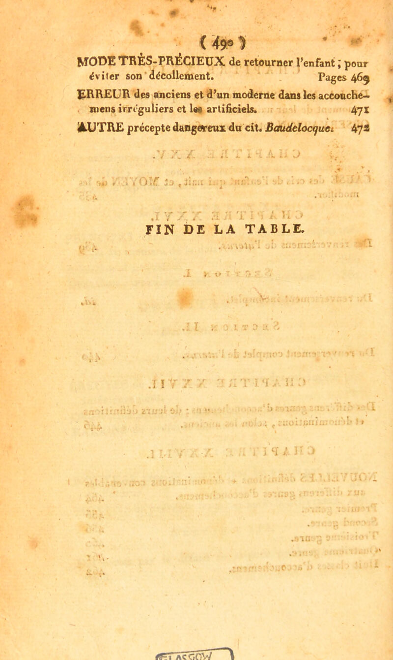 *w . ' ( 49®H * MODE TRÈS-PRÉCIEUX de retourner l’enfant \ pour éviter son décollement. Pages 465 ERREUR des anciens et d’un moderne dans les accouche- mens irréguliers et les artificiels. 471 AUTRE précepte dangereux du cit. Baudeloccjua lq% .7 71 /; .. ;L T i -i A J Ç - Y r/O'ïf 5a ,i. p UiYnn {> ,V.. . T • / t .1 Y f. Y. .T .'i T I > i U • » FIN DE LA TABLE. .v» -/1  r ». • .1 V o t •• 5 : , # VA J .11 KO ira a. 2 1 v .'•jl'r.-tio .1 '.ïtvi v- •: ./A V» l fc fl' ' ? «»• ■ i •< *1 f • » t i Vr T r '< '' T T (f ‘ ? » \ .il, * J X L J. I .» J 4 V 2'uj'.n- ojV * • ;»fa P'jf» ; •* *1 j • (* ' •» • • ’ l ri;, j.; t : '’• S » .17,:Y ,:-x üïHAns f A. . r.l\i.tV';OV: ru:- .■.10 y %»f» 1 f*! - À>hC .* * ;j i >