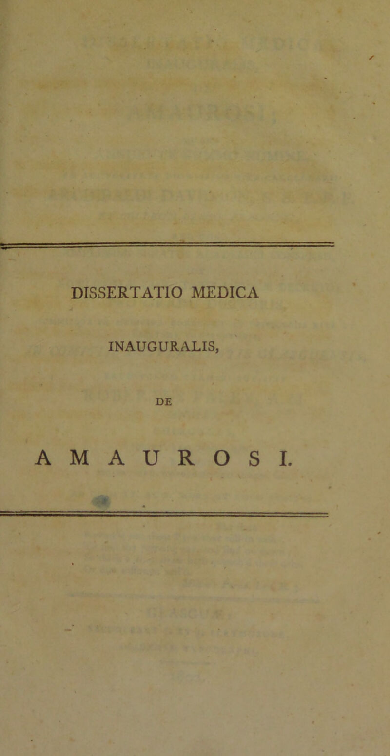 DISSERTATIO MEDICA INAUGURALIS, DE AMAUROSI. ■m