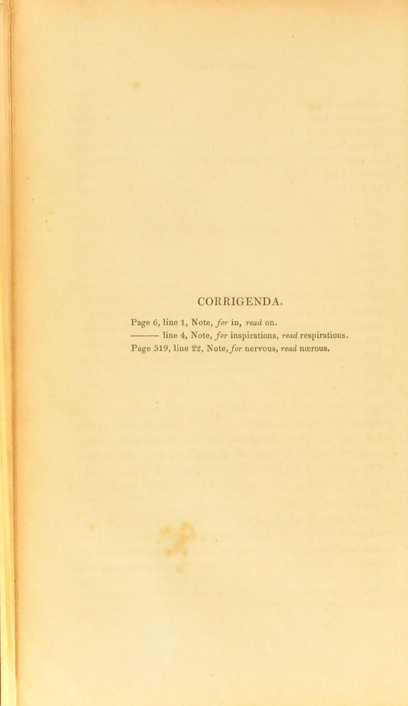 CORRIGENDA. Page 6, line 1, Note, for in, read on. line 4, Note, for inspirations, read respirations. Page 519, line 22, Note, for nervous, read nrerous.