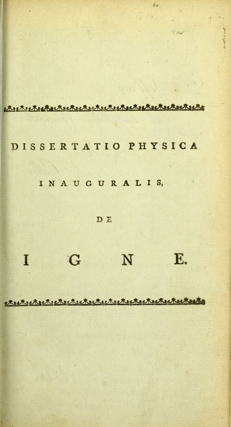 <v . DISSERTATIO PHYSICA INAUGURALIS, D E IGNE.