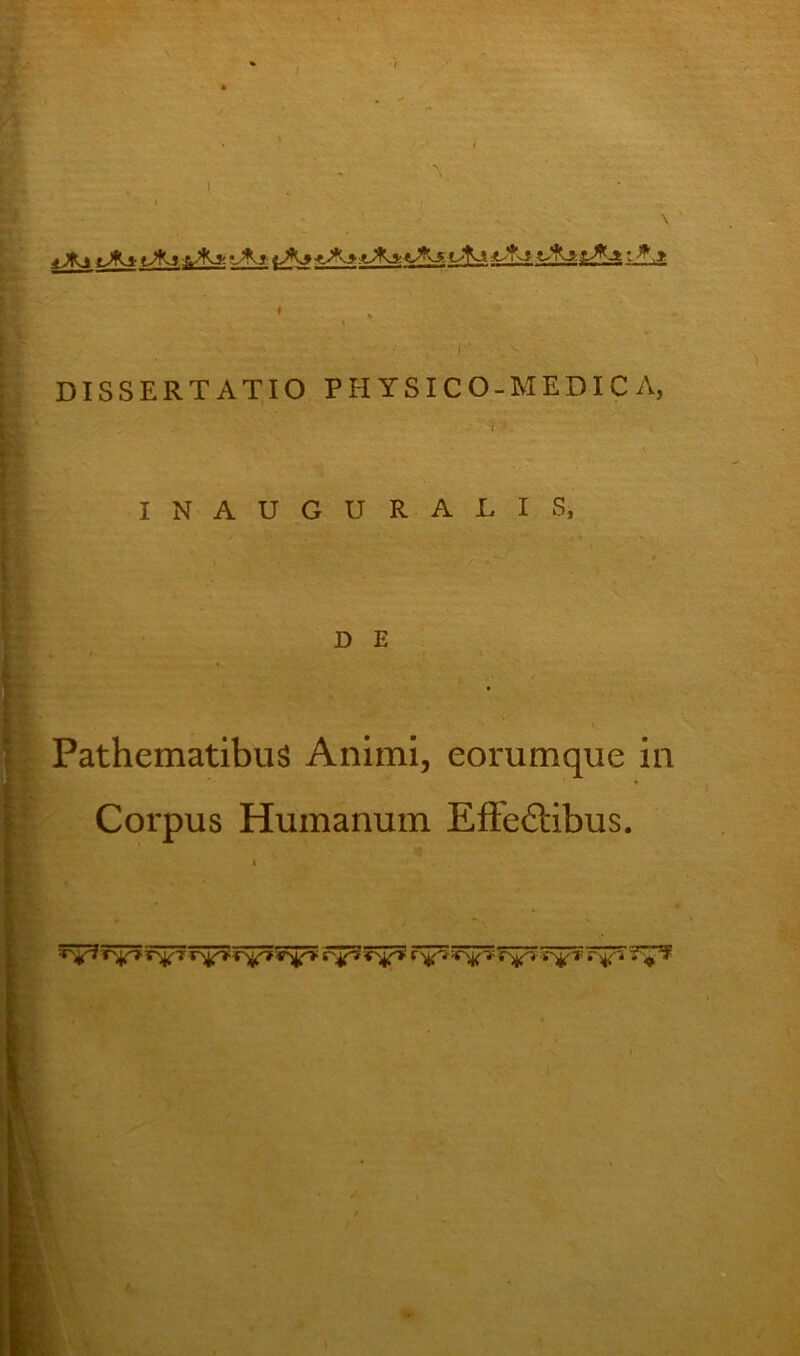 tJKs aAa tAj t-A*-.t-Ai :. A> ' DISSERTATIO PH YSICO-MEDIC A, -i - ?. -■ ■ « INAUGURATIS, D E PathematibuS Animi, eorumque in Corpus Humanum Efie<?dbus. T'^ r^T r^> fv^ r^s T^f-