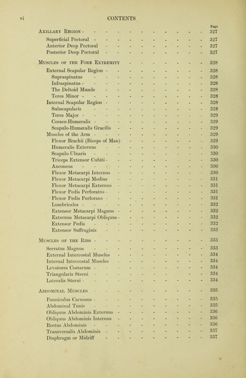 Page Axillary Region 327 Superficial Pectoral 327 Anterior Deep Pectoral - 327 Posterior Deep Pectoral 327 Muscles of the Fore Extremity 328 External Scapular Region 328 Supraspinatus .......... 328 Infraspinatus 328 The Deltoid Muscle 328 Teres Minor 328 Internal Scapular Region 328 Subscapularis .......... 328 Teres Major ........... 329 Coraco-Humeralis - - - - - - - - - - 329 Scapulo-Humeralis Gracilis 329 Muscles of the Arm - 329 Flexor Brachii (Biceps of Man) 329 Humeralis Externus ......... 330 Scapulo-Ulnaris .......... 330 Triceps Extensor Cubiti330 Anconeus ........... 330 Flexor Metacarpi Internus ........ 330 Flexor Metacarpi Medius - - - - - - - - 331 Flexor Metacarpi Externus - - - 331 Flexor Pedis Perforatus - - - - - - - - - 331 ' Flexor Pedis Perforans - 331 Lumbricales 332 Extensor Metacarpi Magnus - - - 332 Externus Metacarpi Oblicpuis 332 Extensor Pedis 332 Extensor Suffraginis 333 Muscles of the Ribs 333 Serratus Magnus 333 External Intercostal Muscles ........ 334 Internal Intercostal Muscles - - 334 Levatores Costamm - 334 Triangularis Sterni - - 334 Lateralis Sterni - 334 Abdominal Muscles - - 335 Panniculus Carnosus 335 Abdominal Tunic - - - - - - - - - 335 Oblifjuus Abdominis Externus - 336 Obliquus Abdominis Internus - 336 Rectus Abdominis - 336 Transversalis Abdominis - - - - - - - - -33/ Diaphragm or INIidrifF - 337