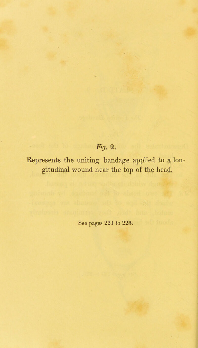 Represents the uniting bandage applied to a lon- gitudinal wound near the top of the head.