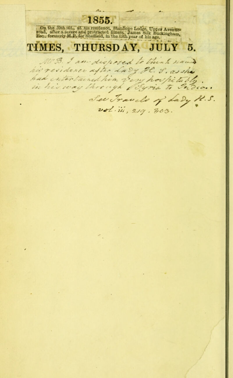 1855. On the 30th ulttaTTUs residence, 8tan£ope Lodge, UDrer Avennsu jsssaat. jj&astt safe's sr*--- TIMES, THURSDAY, JULY 5. ^ . \0. X .* **■ - /+ir-e^< jfc X*£-c~ X ■<*■ X-^-t* Xest f. c *Cj//Z/* X\ 'A+, ^>. Xs v- SS --^JS XX s S A f cX^aX*- 2* X*c £><-«r*s» * etXXc^ <X?* **'*•* <=^X yXX. S. , ... ' / * uj, 'Lsj' . &6<}>.