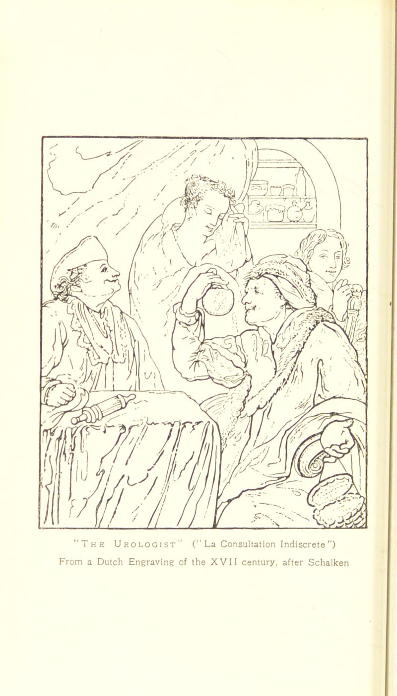 The Urologist (“ La Consultation Indiscrete) From a Dutch Engraving of the XVII century, after Schalken