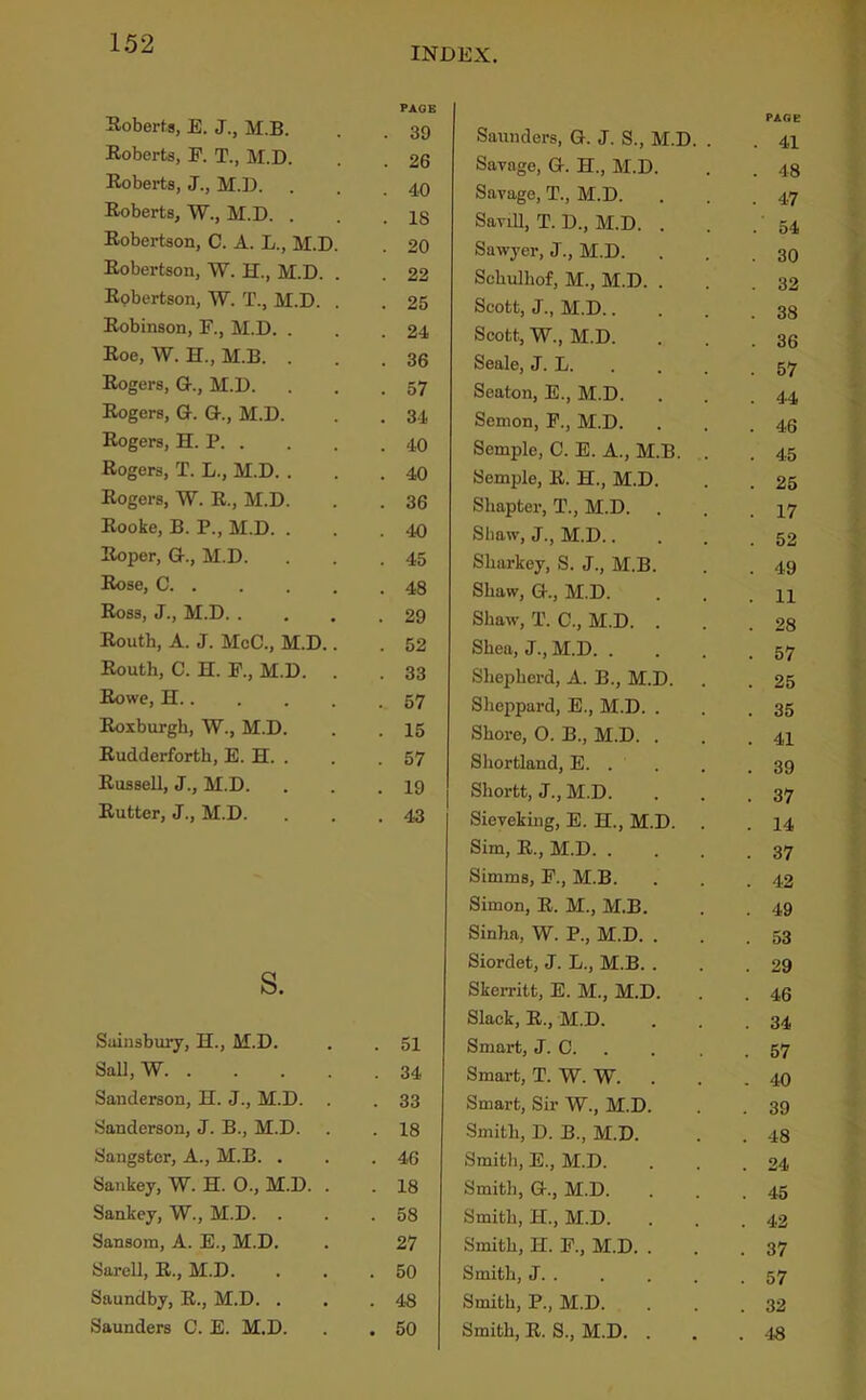 INDEX. PAGE Eoberts, E. J., M.B. . 39 Eoberts, E. T., M.D. . 26 Eoberts, J., M.D. . 40 Eoberts, W., M.D. . . 18 Eobertson, C. A. L., M.D. . 20 Eobertson, W. H., M.D. . 22 Eobertson, W. T., M.D. . . 25 Eobinson, F., M.D. . . 24 Eoe, W. H., M.B. . . 36 Eogers, G., M.D. . 57 Eogers, G. G., M.D. . 34 Eogers, H. P. . . 40 Eogers, T. L., M.D. . . 40 Eogers, W. E., M.D. . 36 Eooke, B. P., M.D. . . 40 Eoper, G., M.D. . 45 Eose, C. . . 48 Eoss, J., M.D. . . 29 Eouth, A. J. McC., M.D.. . 52 Eouth, C. H. F., M.D. . 33 Eowe, H . 57 Eoxburgh, W., M.D. . 15 Eudderforth, E. H. . . 57 EusseLl, J., M.D. . 19 Butter, J., M.D. . 43 s. Suinsbury, H., M.D. . 51 Sail, W . 34 Sanderson, H. J., M.D. . 33 Sanderson, J. B., M.D. . 18 Sangstcr, A., M.B. . . 46 Sankey, W. H. 0., M.D. . . 18 Sankey, W., M.D. . . 58 Sansom, A. E., M.D. 27 Sarell, E., M.D. . 50 Saundby, E., M.D. . GO Saunders C. E. M.D. . 50 PAGE Saunders, G. J. S., M.D. . . 4i Savage, G. H., M.D. . . 43 Savage, T., M.D. . . .47 SaviU, T. D., M.D. . . . 54 Sawyer, J., M.D. . . .30 Schulhof, M., M.D. . . .32 Scott, J., M.D 38 Scott, W., M.D. . . .36 Seale, J. L 57 Seaton, E., M.D. . . .44 Semon, F., M.D. . . .46 Semple, C. E. A., M.B. . .45 Semple, E. H., M.D. . . 25 Shapter, T., M.D. . . .17 Shaw, J., M.D 52 Sharkey, S. J., M.B. . . 49 Shaw, G., M.D. ... 11 Shaw, T. C., M.D. ... 28 Shea, J., M.D 57 Shepherd, A. B., M.D. . . 25 Sheppard, E., M.D. . . .35 Shore, O. B., M.D. . . .41 Shortland, E. . . . .39 Shortt, J., M.D. . . .37 Sieveking, E. H., M.D. . . 14 Sim, E., M.D 37 Simms, E., M.B. . . .42 Simon, E. M., M.B. . . 49 Sinha, W. P., M.D. ... 53 Siordet, J. L., M.B. . . .29 Skerritt, E. M., M.D. . . 4,6 Slack, E., M.D. . . .34 Smart, J. C. . . .57 Smai-t, T. W. W. . . . 40 Smart, Sir W., M.D. . . 39 Smith, D. B., M.D. . . 48 Smith, E., M.D. . . .24 Smith, G., M.D. . . .45 Smith, H., M.D. . . .42 Smith, H. E., M.D. . . .37 Smith, J 57 Smith, P., M.D. . . .32 Smith, E. S., M.D. . . .48