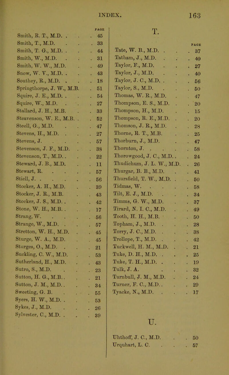 INDEX. 163 PAGE Smith, R. T., M.D. . . 45 Smith, T., M.D. . 33 Smith, T. G., M.D. . . 44 Smith, W., M.D. . 31 Smith, W. W., M.D. . 49 Snow, W. V., M.D. . . 43 Southey, R., M.D. . . 18 Springthorpe, J. W., M.B. . 51 Squire, J. E., M.D. . . 54 Squire, W., M.D. . 27 Stallard, J. H., M.B. . 33 Steavenson, W. E., M.B. . . 62 SteeU, Or., M.D. . 47 Stevens, H., M.D. . . 27 Stevens, J. . . . . 57 Stevenson, J. P., M.D. . 38 Stevenson, T., M.D.. . 22 Steward, J. B., M.D. . 11 Stewart, R. . . . . 57 Stiell, J . 56 Stocker, A. H., M.D. . 39 Stocker, J. R., M.B. . 43 Stocker, J. S., M.D. . . 42 Stone, W. H., M.B. . . 17 Strang, W. . 56 Strange, W., M.D. . . 67 Stretton, W. H., M.D. . 45 Sturge, W. A., M.D. . 45 Sturges, 0., M.D. . 21 Suckling, C. W., M.D. . 53 Sutherland, H., M.D. . 43 Sutro, S., M.D. . 23 Sutton, H. G., M.B.. . 21 Sutton, J. M., M.D.. . 34 Sweeting, G. B. . 55 Syers, H. W., M.D. . . 53 Sykes, J., M.D. . 26 Sylvester, C., M.D. . . 39 T. Tate, W. B., M.D. . PAGE . 37 Tatham, J., M.D. . 40 Taylor, P., M.D. . 27 Taylor, J., M.D. . 40 Taylor, J. C., M.D. . . 66 Taylor, S., M.D. . 60 Thomas, W. R., M.D. . 47 Thompson, E. S., M.D. . . 20 Thompson, H., M.D. . 15 Thompson, R. E., M.D. . . 20 Thomson, J. R., M.D. . 28 Thome, R. T., M.B. . 25 Thorburn, J., M.D. . 47 Thornton, J. , . 58 Thorowgood, J. C., M.D.. . 24 Thudichum, J. L. W., M.D. . 26 Thurgar, B. B., M.D. . 41 Thursfield, T. W., M.D. . . 50 Tidmas, W. . 58 Tilt, E. J., M.D. . 34 Timms, G. W., M.D. . 37 Tirard, N. I. C., M.D. . 49 Tooth, H. H., M.B. . 50 Topham, J., M.D. . . 28 Torry, J. C., M.D. . . 38 Trollope, T., M.D. . . 42 TuckweU, H. M., M.D. . . 21 Tuke, D. H., M.D. . . 25 Tuke, T. H., M.D. . . 19 Tulk, J. A. . . . 32 TumbuU, J. M., M.D. . . 24 Turner, P. C., M.D.. . 29 Tyacke, N., M.D. . 17 u. Uhthoff, J. C., M.D. . 50 Urquhart, L. C. . 57