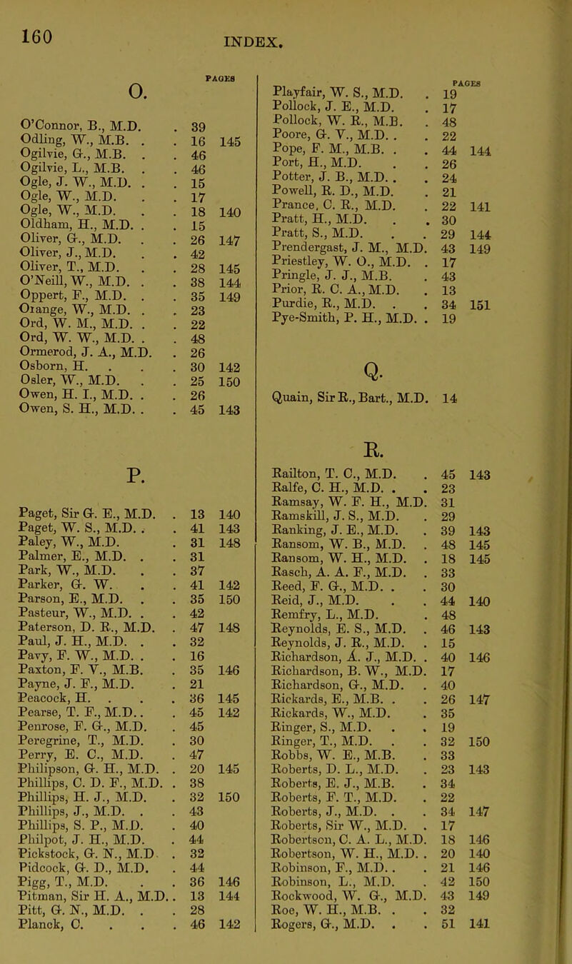 INDEX, PAGES o. O’Connor, B., M.D. . 39 Odliug, W., M.B. . . 16 145 Ogilvie, Gr., M.B. . . 46 Ogilvie, L., M.B. . . 46 Ogle, J. W., M.D. . . 15 Ogle, W., M.D. . 17 Ogle, W., M.D. . 18 140 Oldham, H., M.D. . . 15 Oliver, G-., M.D. . 26 147 Oliver, J., M.D. . 42 Oliver, T., M.D. . 28 145 O’Neill, W., M.D. . . 38 144 Oppert, F., M.D. . . 35 149 Oiange, W., M.D. . . 23 Ord, W. M., M.D. . . 22 Ord, W. W., M.D. . . 48 Ormerod, J. A., M.D. . 26 Osborn, H. . 30 142 Osier, W., M.D. . 25 150 Owen, H. I., M.D. . . 26 Owen, S. H., M.D. . . 45 143 Playfair, W. S., M.D. K A 19 .V7C.O Pollock, J. E., M.D. 17 Pollock, W. R., M.B. 48 Poore, G. V., M.D. . 22 Pope, P. M., M.B. . 44 144 Port, H., M.D. 26 Potter, J. B., M.D. . 24 Powell, R. D., M.D. 21 Prance, C. R., M.D. 22 141 Pratt, H., M.D. 30 Pratt, S., M.D. 29 144 Prendergast, J. M., M.D. 43 149 Priestley, W. 0., M.D. , 17 Pringle, J. J., M.B. 43 Prior, R. C. A., M.D. 13 Purdie, R., M.D. . 34 151 Pye-Smith, P. H., M.D. . 19 Q. Quain, Sir R., Bart., M.D. 14 P. Paget, Sir G. E., M.D. . 13 140 Paget, W. S., M.D. . 41 143 Paley, W., M.D. 31 148 Palmer, E., M.D. . 31 Park, W., M.D. 37 Parker, G. W. 41 142 Parson, E., M.D. 35 150 Pasteur, W., M.D. . 42 Paterson, D. R., M.D. 47 148 Paul, J. H., M.D. . 32 Pavy, E. W., M.D. . 16 Paxton, E. V., M.B. 35 146 Payne, J. E., M.D. 21 Peacock, H. . 36 145 Pearse, T. E., M.D.. 45 142 Penrose, E. G., M.D. 45 Peregrine, T., M.D. 30 Perry, E. C., M.D. 47 Philipson, G. B[., M.D. . 20 145 Phillips, 0. D. E., M.D. . 38 Phillips, H. J., M.D. 32 150 Phillips, J., M.D. . 43 Pliillips, S. P., M.D. 40 Philpot, J. H., M.D. 44 Pickstock, G. N., M.D . 32 Pidcock, G. D., M.D. 44 Pigg, T., M.D. 36 146 Pitman, Sir H. A., M.D.. 13 144 Pitt, G. N., M.D. . 28 Planck, 0. . . . 46 142 E. Railton, T. C., M.D. 45 143 Ralfe, 0. H., M.D. . 23 Ramsay, W. F. H., M.D. 31 Ramskill, J. S., M.D. 29 Ranking, J. E., M.D. 39 143 Ransom, W. B., M.D. 48 145 Ransom, W. B[., M.D. 18 145 Rasch, A. A. E., M.D. 33 Reed, E. G., M.D. . 30 Reid, J., M.D. 44 140 Remfry, L., M.D. 48 Reynolds, E. S., M.D. 46 143 Reynolds, J. R., M.D. 15 Richardson, A. J., M.D. . 40 146 Richardson, B. W., M.D. 17 Richardson, G., M.D. 40 Rickards, E., M.B. . 26 147 Rickards, W., M.D. 35 Ringer, S., M.D. 19 Ringer, T., M.D. 32 150 Robbs, W. E., M.B. 33 Roberts, D. L., M.D. 23 143 Roberts, E. J., M.B. 34 Roberts, F. T., M.D. 22 Roberts, J., M.D. . 34 147 Roberts, »Sii' W., M.D. 17 Robertson, C. A. L., M.D. 18 148 Robertson, W. H., M.D. . 20 140 Robinson, F., M.D.. 21 146 Robinson, L., M.D. 42 150 Rockwood, W. G., M.D. 43 149 Roe, W. H., M.B. . 32 Rogers, G., M.D. 51 141