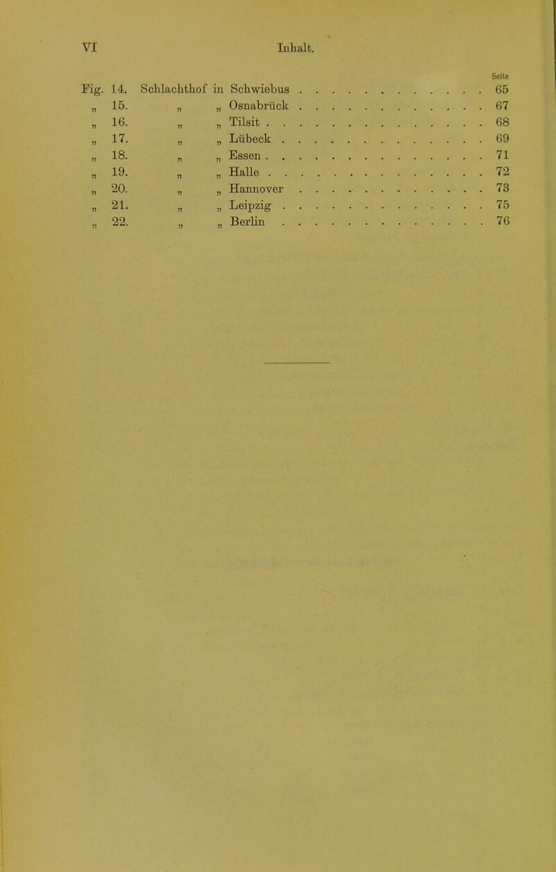 Seite Fig. 14. Schlachthof in Schwiebus 65 „ 15. „ „ Osnabrück 67 „16. „ „ Tilsit 68 „ 17. „ „ Lübeck 69 „ 18. „ „ Essen 71 „ 19. „ „ Halle 72 „ 20. „ „ Hannover 73 »21. „ „ Leipzig 75 „ 22. „ „ Berlin 76