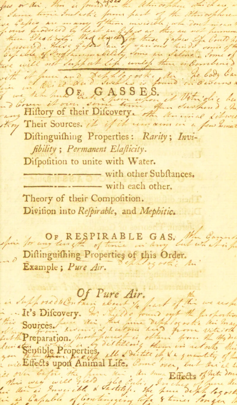 s: Xv/. (— - * / — ' »- / ,‘ A • ,,i*/lV^ - * *1 ^JL. S- ,-^i ..Kf* 7 f>s//t /%Ji/L ^ / 7 .1-// <'-♦' A t < >* » •*-* & ' t* • * *-*V ^>* ■ <*^^v ^ ^ ^ X *-/*' ►V <1. * r ' ,x xv. v ^ J// // /A a >**•- * ^ 2> i*^' 7<- . ^ x />^ 6&S)j t-A.* a — <^ ^y ^a-. .,^.~ . - - / ^ , </ /J' /^/ s , * g'*P ^ i r*cf .* r-‘>^^i>&^P4SSEA y^£./. y ^ ^ V y.' *X A <ry , /X f'^Vx ^ /* XL, -) < 'W'7 yV7/**/v / „->y~~- ^ , y~ X~JT j ,2 Hiftory of tlieir Difcoverv. A.-...-. Their Sources. /7 //// fiy x ilCIl juun,tf. />— /-y- ^ ' *-*'■'• /v t m f.K A y£^j Diftinguifhing Properties: Rarity; Invi- Jibility ; Permane?it Elajlicily. Difpolition to unite with Water. with other Subftances. • with each other. Theory of their Competition. Divilion into Refpirable, and Mephitic. 7 / • Of RESPIRABLE GAS. / VJ F KtAri^AD LL uAb,/^-' A' - < A ,/ d^y ^^:,C/.v.; ^ Diftinguifhing Properties of this Order. Example ; Pure Air. ■ , ■ , 0/ /Xr* Air. r- -'-It’s Difcovery. CX • './*-><• rX..> /«*«/ ^ Qniirrpc ✓ :?€,Z .&*** ,****.*_ ^c^av*J *-* &l ^ •** At £c/^tpreparation.l.yy' '\ A X ^ A rui i>v ' ^ ‘ A ^'VfeV^A- M— , ~ -u/X A. aei>tib e Properties. y/^ /A. ;y./z y xv* /- * cy/ ki/M*— i (.<.aE1tc<£Is upon Animal Life. <>>*—r /-< / 1 ■Js flsR ^A'‘. *i*, /•*-'■ , ^«’ *//‘*' ■ Eg^(^5 ^**x ^ -.: 'v A, ^'£#/. //< >,7/, . /» s s. S/c. y * ^ x sty rs£ <^\ //»