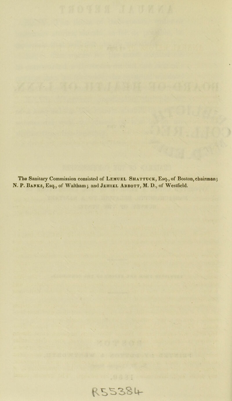 The Sanitary Commission consisted of Lemuel Shattuck, Esq., of Boston, chairman