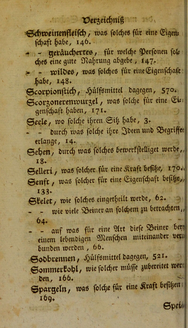 V 1 X>er5etcfyntß : -v ©dm>etrtenfletfd) / was fotd?eö für eine ©gern fcfyaft(jabe, 146* - - geraucfyettee, für welche <Perfonen fofe djeS eine gute 9ßaj)rung abgebe, 147. > - «utoee, was folcf>cß für eine (gigenfdjaft $abe, 148* ©corpionftid}, ^ulfömittel dagegen, 57°* ©corsonerenrotu^el, was feiere für eine &\t ] genfcfyaft Ijaben, 171* ©ecie, wo foldje ijjren @ifc fjabe, 3* - - burdj was foldje ipte ^been unl> begriffe« j erlange, i4» ©e^en, burcf) roa$ foldjeö bewerfflelliget werbe,, 18« ©eilen / waö fold)er für eine üraft befi|e, 170,, ©enft, was fold)er für eine (Sigenföaft beft&e,,. 133* ©feiet, wie folcf>e6 eingekeilt werbe, 62. - - wie viele feiner an folgern ju betrauten,, 64* - - auf waö für eine 9lrt biefe feiner bern einem lebenbigen 9ftenfd)en miteinanber «er- bunben werben , 66, ©otfjcennen, ^ülfömittel bagegen, 521* ©ommerW, wiefolcfjer tnüjfe jubereitet wer ben, 166, <- ©pargeln, was foldj*f«* eine Äraft befreit 169« - ' ©pei'