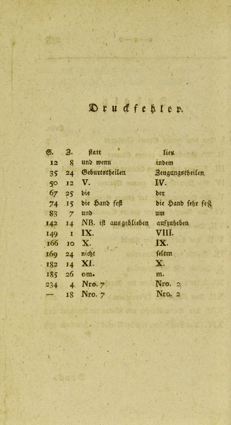 I )• t u cf f e M e- & ' £ t / 6. 3. ffatt Utz 12 8 unb wenn tnbem 35 24 (Sefcutföt&etlen. Beagnnatff Seiten, 50 12 V. IV. 67 25 Ine bet 74 15 bte £anb fefl bte £ctnb fefjr feft 83 7 anb am 142 14 NB. ifi anggeMicbcn aaf$a$eben 149 1 IX. VIII. . 166 10 x ... - ■ ■ IX. 169 24 nid|t fetten CO 14 XL X. 185 26 om. m. 234 4. Nro. 7 Nro. 2.