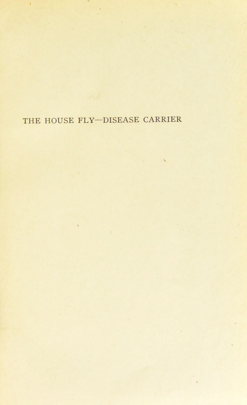 THE HOUSE FLY—DISEASE CARRIER