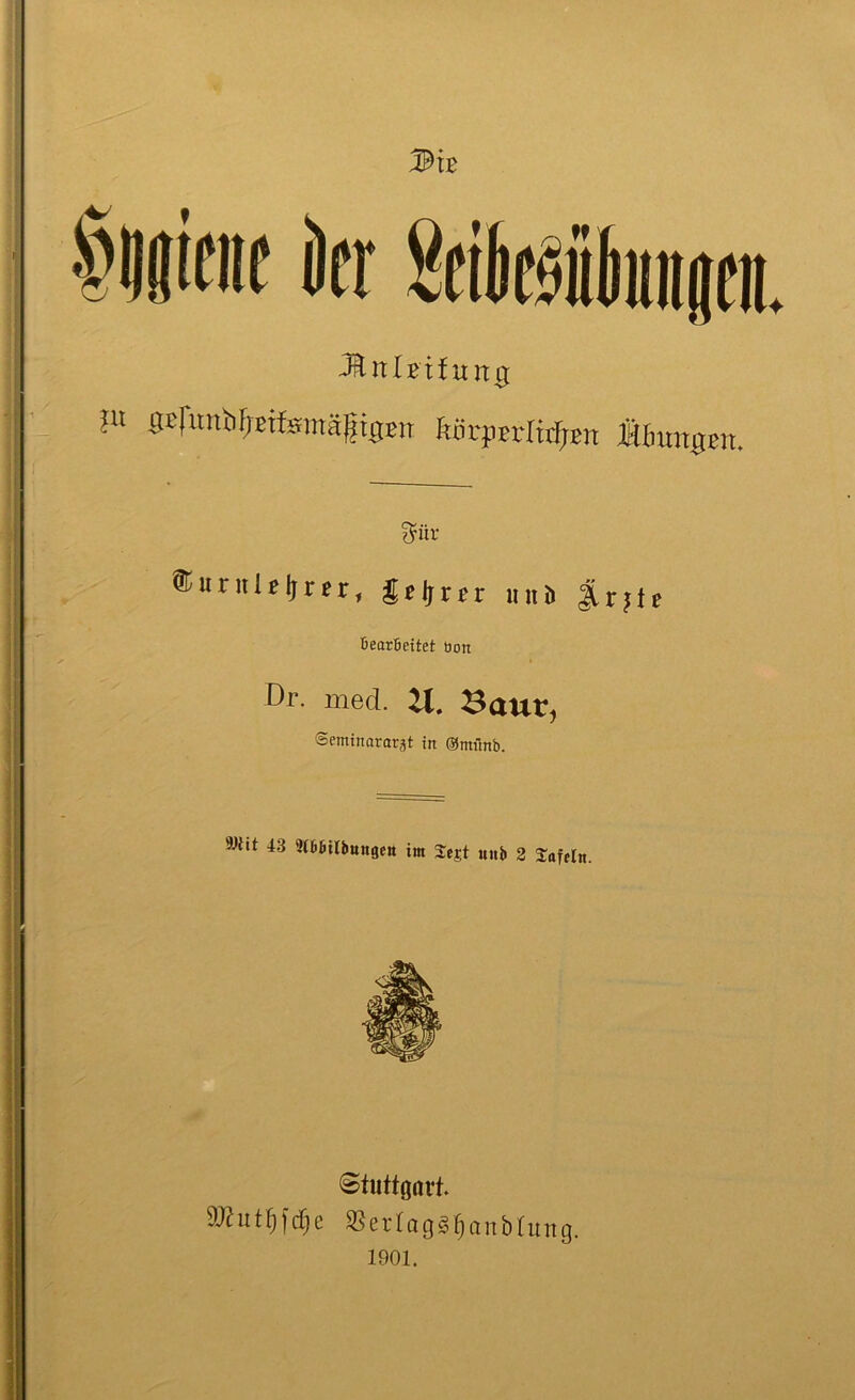 3x t Mnlvxiung. f^ür ®«rit 1 jljrer, ge(jrrr uni. Jirjfe Bearbeitet bon Dr. mecl 21. Saut, Seminararat in ©mfmb. Wit 43 2(66tlbuugctt im 2ejt unb 2 Raffln. Stuttgart. SOtutljfcfje «ertagSfjan&runq. 1901.