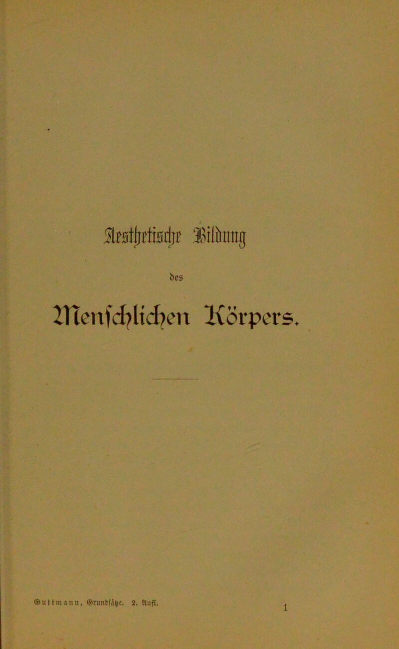 Slfstlji'ferijr Mining ZHenfcfyltcfjen Körpers. uttmann, @rtmfrf5&c. 2. Sufi.