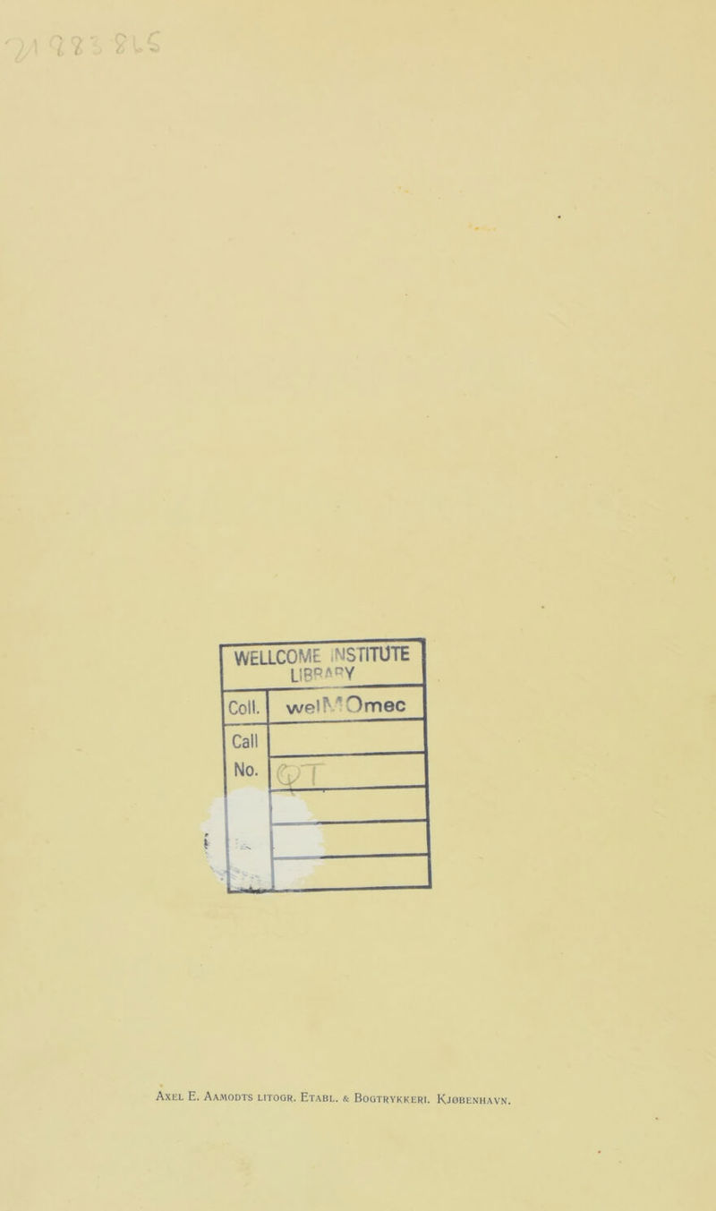WELLCOME iNSTITUTE Coll. welN';Omec Call No. CJT Axel E. Aamodts litoqr. Etabl. & Bogtrykkeri. Kjøbenhavn.