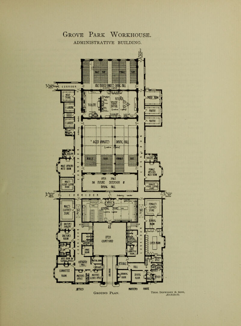 ADMINISTRATIVE BUILDING. jyncu Ground Puan. MMTEIO MOUSE Thos. Denwiddy & Sons, Architects.