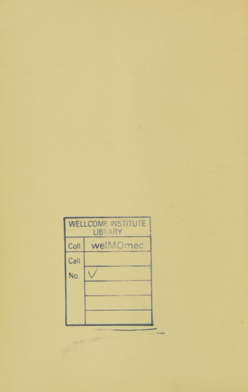WELLCOME INSTITUTE | LIBRARY Coll we! MO.-nee Call No