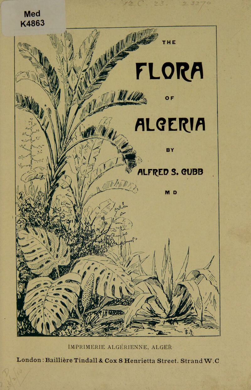’/£ c Med K4863 tMPRIMERIE ALGERIENNE, ALGER