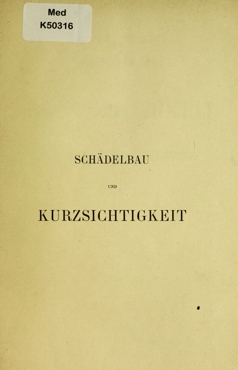 Med K50316 SCHÄDELBAU UND KURZSICHTIGKEIT