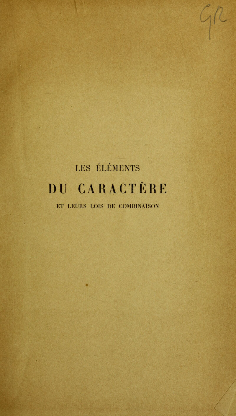 DU CARACTÈRE ET LEURS LOIS DE COMBINAISON