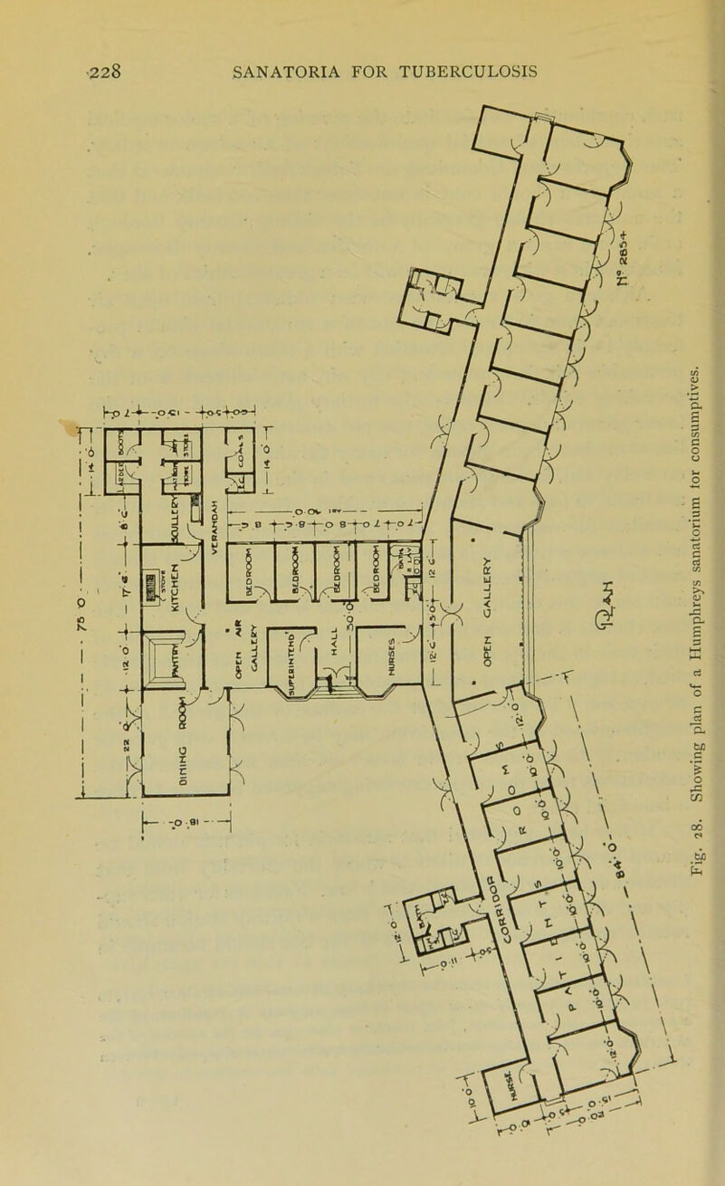 .W) E 28. Showing plan of a Humphreys sanatorium tor consumptives.