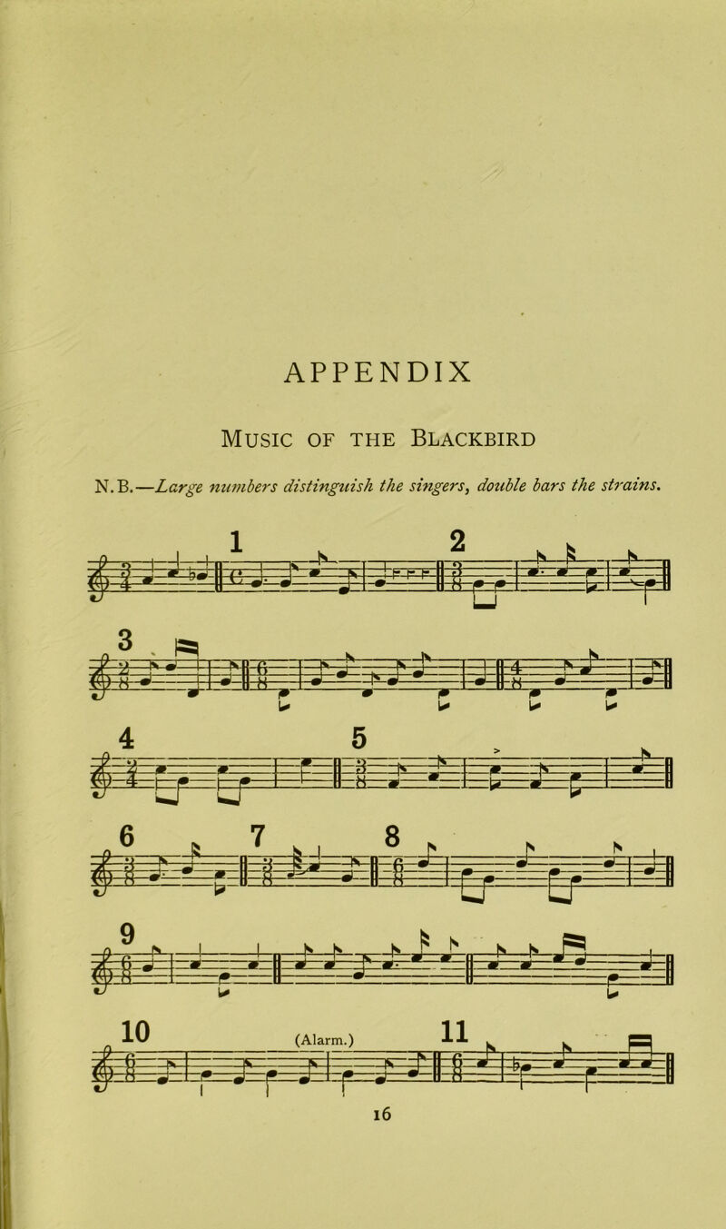 APPENDIX Music of the Blackbird N.B.—Large numbers distinguish the singers, double bars the strains.