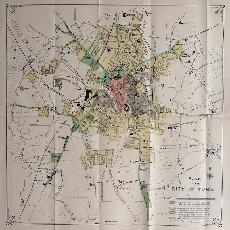 HoipHj! \Hlnor Hcuia ICCHTLCMIMS n f CRICKET CROUKOlAfoOTBRlL Tang Hill \»UthtH SCARCROFI ,iCanon Hill Eulferd Cringe HOB,- MOOR WALMGATE STRAY LOW MOOR Plan Trim Term/nji 1 1 = Tho poorest districts of tho city, comprising jtho slum areas. Soruo of tho main streets in theso districts are, howover, of a better class. I 1= Districts inhabited by the working classes, but comprising a few houses where servants arc kept. | =The main business streets, consisting of shops and offices. Between these principal streot* arc many old and narrow lanes and courts. I I = Districts inliabitcd by the sorrant-keeping class. Nolt—The circle la drawn to represent a nullue of a quarter of a mile from the centre of the old town. 1 Middlethorpe MIOOLITHORPE COMKOK