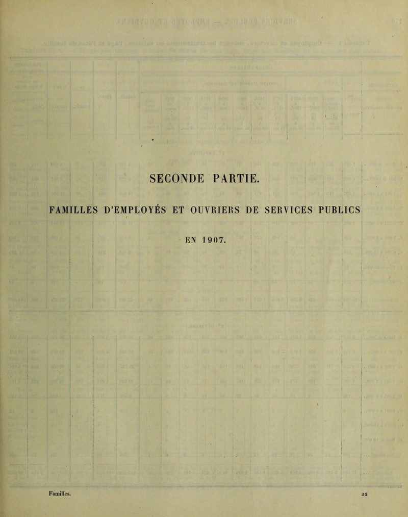 t SECONDE PARTIE. FAMILLES D’EMPLOYÉS ET OUVRIERS DE SERVICES PURLICS EN 1907. Familles.