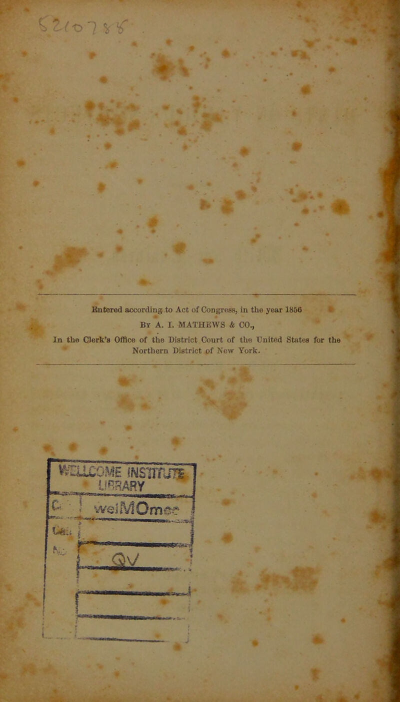 r ^ . • * r n«* -4 ‘ 4 IV* J** Entered according.to Act of Congress, in the year 1856 A By A. I. MATHEWS & CO., * In the Clerk’s Office of the District Court of the United States for the ^ 4 * Nortliern District of New York. , » »» U*i II Vi^mcOME (NSUfJllL • IFiSARY ’ wehMOmi^ : - ^ ! • 4-Jh 4