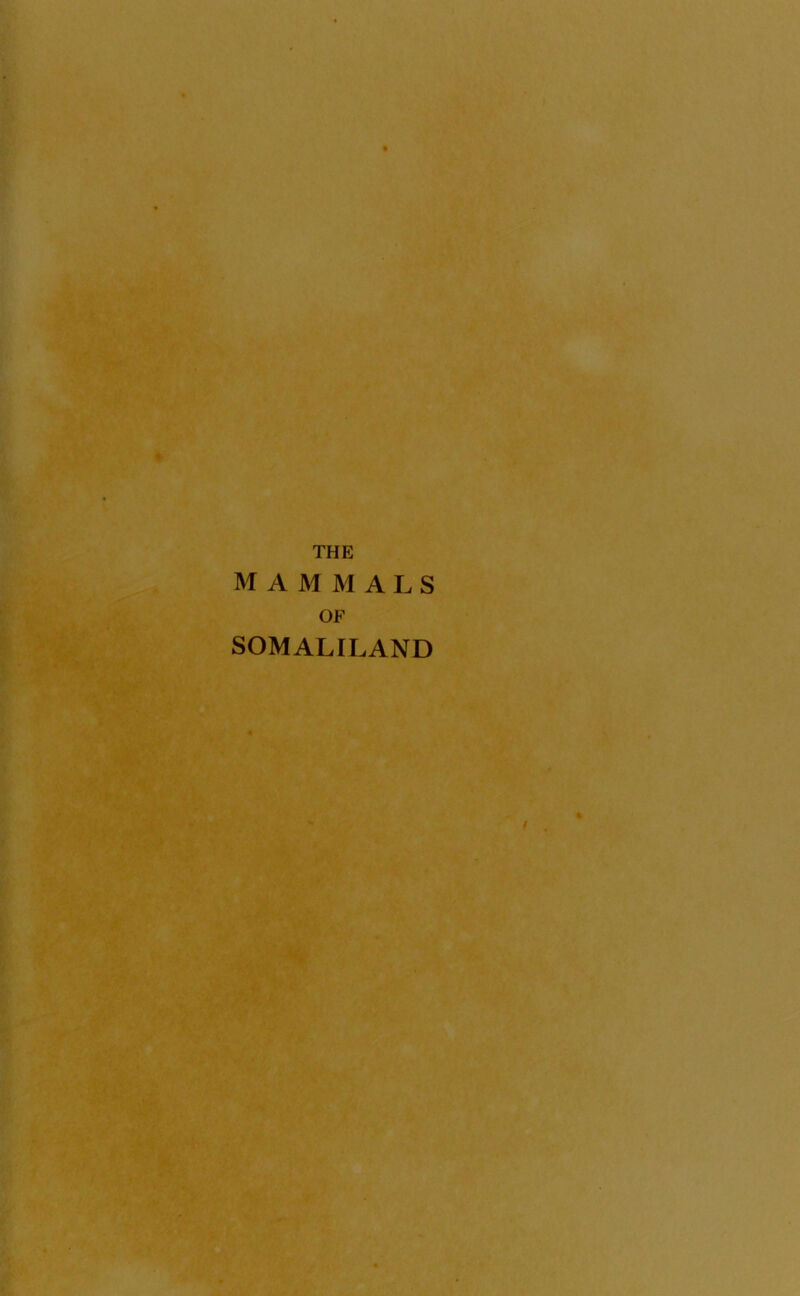 THE MAMMALS OF SOMALILAND <