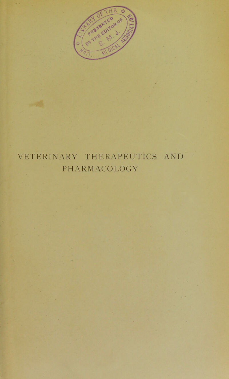 VETERINARY THERAPEUTICS AND PHARMACOLOGY